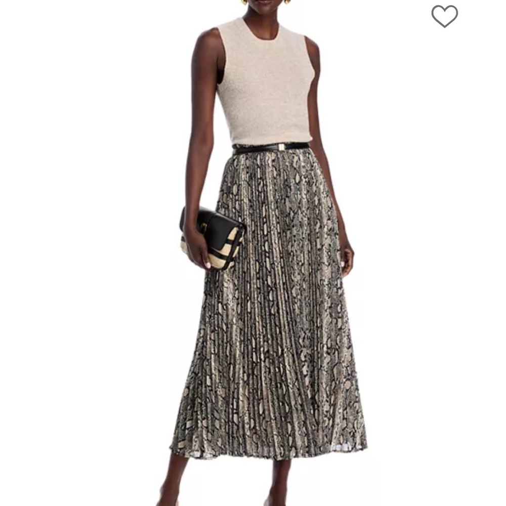 Michael Kors Elegant Black and Cream Pleated Skirt